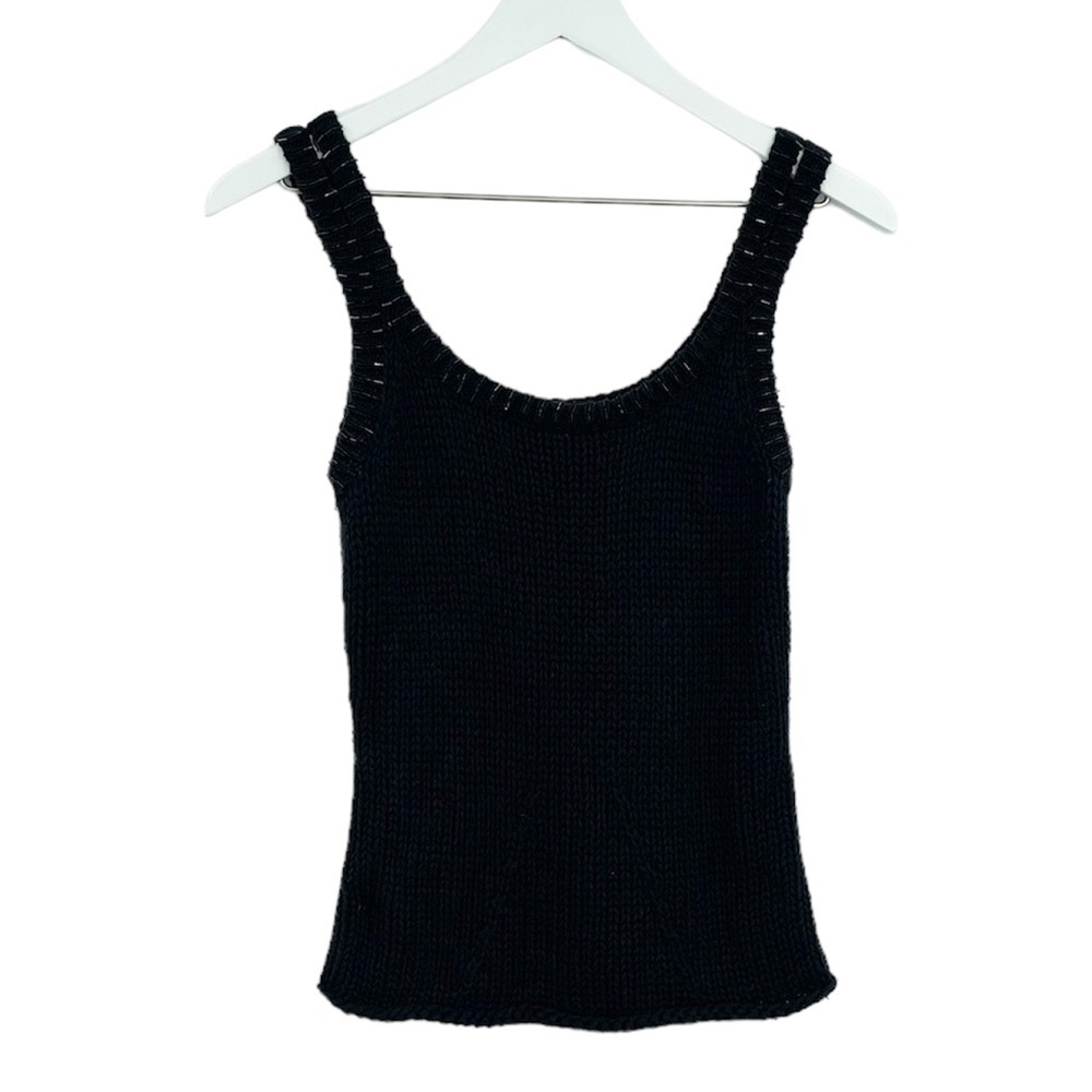 Vintage Blue Y2K Black Grunge Beaded Tank Top SZ M